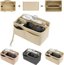 ¡RecomendadoLukovee Organizadores de Bolsa de Mujer, Organizador de Bolsas de Mano de Fieltro Insertar Multipockets, Bolso Organizador Maquillaje Neceser Aseo de Viaje, compatible con una variedad de marcas¡Top de Temporada - Beige - Ver 3