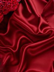 Set De 2 Pzas Bata Satin Bata Mangas  Encaje y Tanga Comodo Fresca Sexy Mujer - Rojo - Ver 4