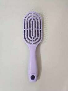 1 pièce Peigne long rose pour femmes avec un design à côtes ajourées, antistatique, démêlant pour une utilisation mouillée et sèche, volumisant, outil de coiffure, accessoire rose