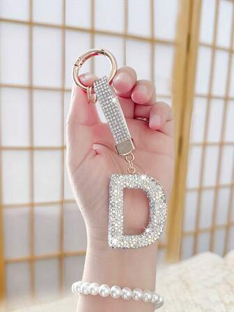 Sparkling Rhinestone Alphabet Keychain - Lucky Crystal Pendant, Shiny Alloy Charm For Bags & Backpacks - Perfect Gift For Birthdays & Special Occasions,Key Chain Ring Bag Backpack Charm Car Hanging Pendant Women Girls Gift,Wallet And Handbag Accessories, Alphabet Initial Letter A-Z