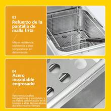 Freidora eléctrica de acero inoxidable 6L, fácil de limpiar y resistente a altas temperaturas - Tipo de Enchufe B USA (110-127V) - Ver 4