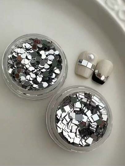 1/2pcs Heart-Shaped Mirror Mosaic Nail Sequins, Super Shiny Square Heart Thin Slice Sequins, Nail Accessories, Handmade Parts, Nail Charms, Charms, Nail Stuff