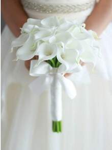 马蹄莲花束、新娘抛花、伴娘花束、婚礼花卉中心装饰、家居周年纪念装饰、婚礼摄影道具 - 白色 - 查看 8