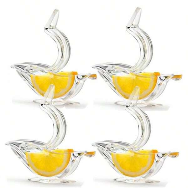 Neue manueller Zitronen-Scheiben-Entsafter aus Acryl, tragbarer transparenter Fruchtentsafter, elegante Vogelform, Handentsafter für Orange, Zitrone, Limette, Granatapfel (4 Stücke) (4 Stücke)