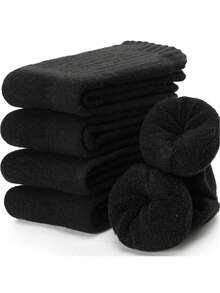 5 pares de calcetines gruesos y cálidos forrados de polar - Regalo de Navidad cómodo y suave para papá, adecuado para clima frío, calcetines largos, invierno, calcetines negros, calcetines cálidos, calcetines gruesos casuales que absorben la humedad y cómodos, otoño/invierno, de larga duración