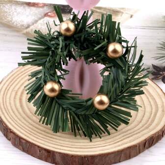1 pieza Anillo de servilleta con flor y hojas de Navidad, corona de alambre de hierro verde para decoración de mesa de restaurante
