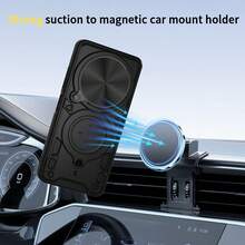 Magnetic Ring Stand Case Compatible With ZTE Nubia Focus 5G/ZTE Blade A75 5G, Magnetic Car Mount Support, Camera Protection, Anti-Slip Cover - Purple - View 6