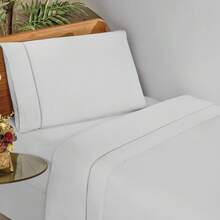 Ponto Palito Bed Sheet Set Kit Single/Double/Queen/King MicroPercal 4 Pieces With Pillowcase 400 Thread Count - White - View 9