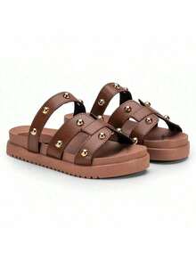 Women's Flatform  Sandals Elegant Comfortable Summer Soft Non-Slip Sole - 鏽棕色 - 查看 2
