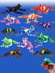 Juguete antiestrés de rana 3D impresa realista, juguete de animal pequeño flexible y articulado, juguete antiestrés lindo para jugar y exhibir - Multicolor - Ver 2