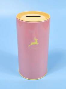 圆形金属小猪存钱罐，饰有多色动物图案（例如羚羊、大象、海豚），也可作笔筒使用，适合学生、返校季、毕业季、办公桌装饰，也是情人节、斋月期间的绝佳礼物。 - 彩色 - 查看 15