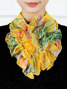 1 pieza Snood de mujer de gasa arrugada, cuello falso, bufanda con protección para el cuello, de seda versátil y elegante, adecuada para el uso diario y actividades al aire libre, Día de San Valentín