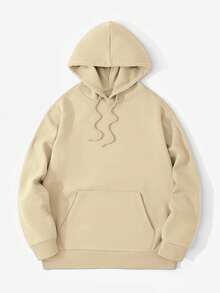 Sudadera con capucha de felpa con estampado de retrato de diosa y función para hombre, estilo streetwear, otoño/invierno - Albaricoque - Ver 5