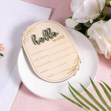 1pc "HELLO WORLD" Baby Birth Announcement Sign, Wooden 3D Heart Letter Baby Name Plaque, Christening Supplies For Newborn, Valentine's Day Gift Baby Shower Easter Gifts Things For Girls/Boys - Multicolor - View 3