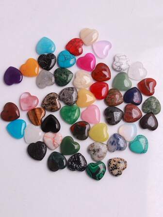 1/5/15/40/72/108 件心形水晶和疗愈石白水晶宝石玫瑰石英蛋白石口袋紫水晶心形掌石抛光套装平衡灵气爱母亲节散装礼物送给女士 0.8 英寸