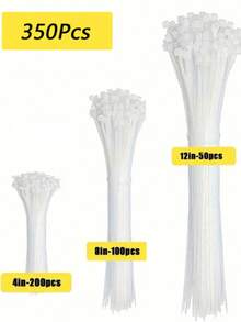 350 Stück Nylon Kabelbinder, 15 cm, 20 cm, 40 cm Länge, hohe Zugfestigkeit, selbstverriegelnd, Kabelmanagement für schwere Outdoor-, Haus-, Büro-, Gartenzaun-Anwendungen, UV-beständig