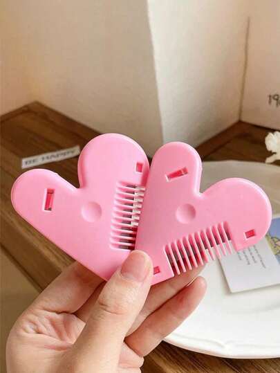 1 peça de aparador de pelos em formato de coração rosa para mulheres - ferramenta portátil e sem perfume para cuidados íntimos com botão de liberação fácil para modelagem de sobrancelhas