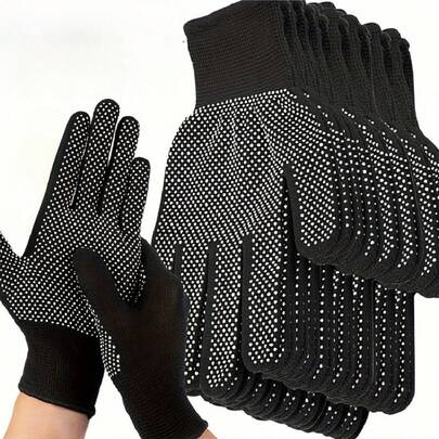 5pcs/Set Heavy Duty Nylon Gloves - Lightweight Textured Grip, Suitable For Cycling, Fishing, Camping, Hunting - Elastic Closure, Easy To Clean - Preferred By Adults And Outdoor Enthusiasts (10/20pcs Available), Camping Gear, Bicycle Essential, Stretchy Gloves