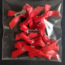 18 件女士蝴蝶结发带发饰小蝴蝶结发夹小缎带发夹迷你蝴蝶结发夹女士女孩发饰，爪夹，发夹，发夹 - 紅色 - 查看 5