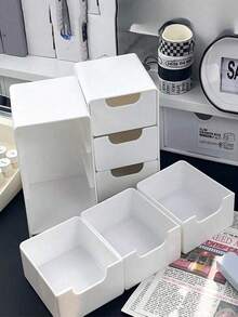 1pc Desktop Storage Box, Multi-Purpose Mini Plastic Storage Box With Drawer, Suitable For Desktop Or Wall-Mounted - Space Saving, Can Hold Cosmetics And Accessories, Handbag Shape Design, Mixed Colors, Portable Jewelry Box, Small Jewelry Box, Home Jewelry Organizer, Travel Organizer, Mini Storage Box, Travel Jewelry Zipper Box,Room Decor - Multicolor - View 4