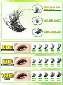 280 PCS False Lashes Set - 60D+80D+100D Fluffy D Curl, 10-16mm Voluminous Segmented Lashes (Includes Glue, Tweezers, And Brush). Soft And Comfortable, Enhances Eye Contour For Bigger Eyes Effect. Camera-Ready, Perfect For Parties, Dates, And Music Festivals - màu đen - Xem 10