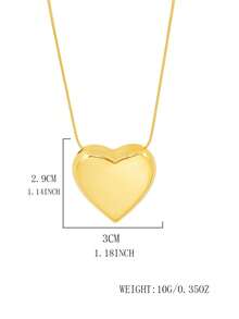1 pieza Collar con colgante de corazón chapado en oro de 18K de acero inoxidable, accesorio diario simple, regalo de cumpleaños/festividad - collar colgante de amor - Ver 7