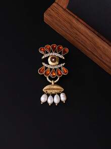 Modeschmuck für Damen, Damen Brosche, eine atemberaubende und kreative Vintage-Stil orangefarbene Damen Brosche, mit einem Design aus Zuchtperlen, das sich sowohl für den täglichen Gebrauch als auch für Partys und Bankette gut eignet.