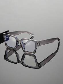 1 pieza Gafas ópticas de plástico con montura cuadrada de moda para hombres, gafas rectangulares clásicas de alta calidad adecuadas para computadora, oficina, decoración, luz, juegos