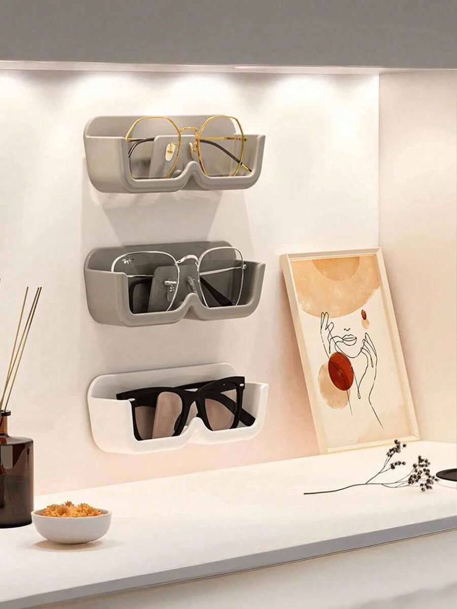 Stojak na okulary, ścienny stojak na okulary przeciwsłoneczne do łazienki, możliwość przechowywania okularów korekcyjnych, ścienny stojak na okulary przeciwsłoneczne do sypialni, stojak na okulary przeciwsłoneczne, odporny na nacisk i dziurkowanie, stojak na biżuterię i drobiazgi, odpowiedni do toaletki w sypialni, stojak na okulary przeciwsłoneczne bez wiercenia, ścienny stojak na okulary przeciwsłoneczne do łazienki, ozdoby świąteczne, prezenty świąteczne