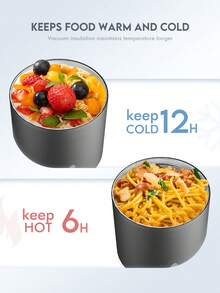 25 Oz Stainless Steel Vacuum Insulated Thermal Food Jar | Thermos For Hot And Cold Food, Adult Wide Mouth Leakproof Soup Thermos, 10 Hours Hot And 16 Hours Cold, Leakproof Food Jar For School Office Travel, Kitchen, Christmas Gift - Black - View 3