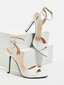 Jin Bei Qi Damen Spitze Zehen einfarbige Schlangenhaut Muster Riemen Kreuz Knöchelriemen Schnalle Outdoor Party Stiletto High Heel Sandalen, modisch, elegant, geeignet für alle Jahreszeiten, glamouröse Party, Hochzeit, romantisch, würdevolle weiße High Heels