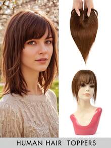 Women's Real Human Hair Bangs Wig, Elegant Straight Hair, Gold Clip-In Hair Extensions, Seamless Wig, 360° 3D Upgraded, Middle Part Silk Base, High-Quality Real Human Hair Wig, Comfortable And Breathable, Suitable For Parties, Daily Wear, Halloween Costumes - Nhiều màu - Xem 23