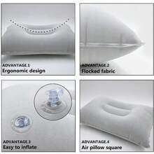 Almohada inflable para siesta al aire libre, cojín de viaje, almohada para la cintura, almohada para el cuello, cojín esencial para conciertos, almohada portátil cuadrada, almohada inflable de aire cuadrada con flocado, almohada inflable para acampar al aire libre, bolsa de almohada inflable de viaje, artículos esenciales de vacaciones, accesorios de viaje, bolsa de playa, artículos esenciales de verano, regalos para maestros, bolsa para la escuela, accesorios escolares, útiles escolares - Multicolor - Ver 9
