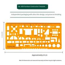 模板测量尺圆形椭圆尺耐用K型树脂绘图设计家具建筑师模板绘图尺