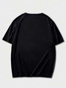 ROMWE MEN Anime Men Japanese Letter & Figure Graphic Tee, School Tee - 黑色 - 查看 2