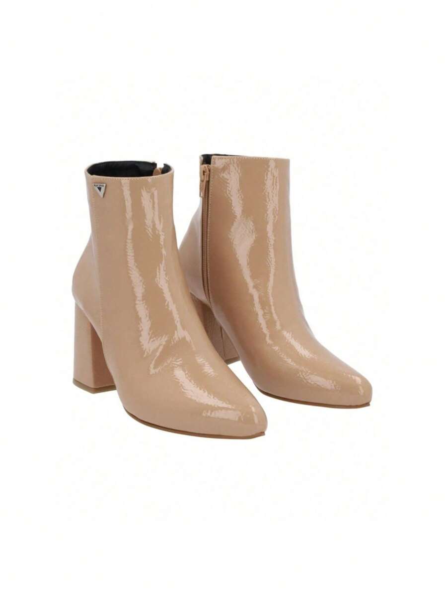 Bota Puntal De Tacón Estancia Mujer Recubierto Premium Suela Antiderrapante Calzado Moda Otoño Invierno Resistente Comodidad Diseño Elegante998 - Camel - Ver 1