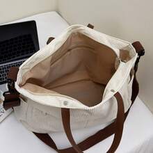 Women's Multi-Pocket Tote Bag, Minimalist Fashion Shoulder Crossbody Bag, Lightweight Foldable Shopper Bag For Commuting And Travel - White - View 8
