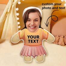 Personalized Picture Customized Pillow, Cute Cartoon Image Design, Blue Pants, Portrait Customized Pillow, Double-Sided Printing, Sofa Pillow, Unique Birthday Gift, Christmas, Halloween, Thanksgiving, For Family And Friends - Quần áo màu vàng - Xem 11