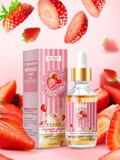 Strawberry Body Oil, Hydrating And Nourishing Massage Oil For All Skin Types, Hypoallergenic, With Glycerin, Vitamin C, And Lavender