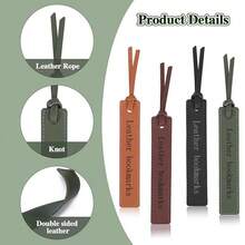 Laser Engraved Leather Bookmarks, Mini Portable Page Markers For Notebooks, Leather Bookmarks + Page Clips - Leather Tassel Bookmark - View 4