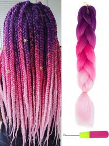 1/3/5 件/包渐变红色辫子大号编织马尾辫合成钩针接发时尚日常使用派对角色扮演万圣节 24 英寸 - 漸層粉紅色 - 查看 11