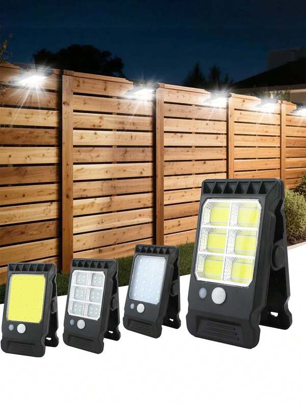1/2 Outdoor Solar Lights With Motion Detector And Clips, Featuring 24 LED/COB Bulbs For Outdoor Wall Lighting, Providing Nighttime Safety Lighting For Cycling, With A Lithium Battery That Offers Illumination Throughout The Night.