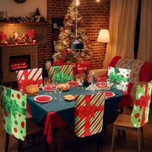 Set de 6 housses de chaise de Noël, protecteurs de de chaise à pois et rayures de Noël, lavables, convenant pour la maison, l'hôtel et la décoration de cuisine, arrangements de salle à manger de fête, décoration de maison saisonnière, design festif, décorateurs de maison de style moderne.