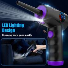 压缩空气除尘器，电动空气除尘器，快速充电，51000 RPM 4 速无绳鼓风机，带 LCD 显示屏，便携式内置 LED 灯空气除尘器，适用于电脑键盘清洁器无绳空气除尘器，可替代压缩空气罐