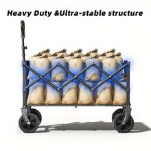 Black Foldable Outdoor Push Cart - Solid Tires + 360° Swivel Wheels, 330lbs Capacity, 600D Tear-Resistant Fabric, Multi-Purpose Camping, Gardening, Beach Shopping Utility Cart, The Ultimate Solution For Camping/Vacation Shopping/Adventure - Multicolor - View 6