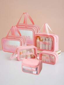 6 pièces/set Sac de toilette de voyage à double/simple couche suspendu, sac de toilette portable pour lavage, bain, maquillage, rangement, bagage à main, rangement de beauté, plage, séparation humide et sèche, natation, sac de maquillage pour filles, sac de soins de la peau, sac hygiénique, sac de lavage de voyage imperméable, sac de rangement multifonction pour ranger et classer les cosmétiques tels que fond de teint, BB crème, ombre à paupières, eye-liner liquide, mascara, highlighter, correcteur, lotion - Multicolore - Voir 22