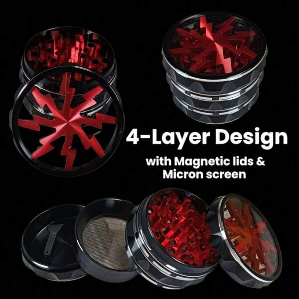 Macinatore di erbe da 2,5 pollici, mulino per spezie, mortaio e pestello, frantoio per sale, portatile a 4 sezioni, in lega di zinco, accessori per il fumo di sigarette, regalo