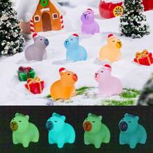 3/6 Pcs Christmas Animals, Christmas Hats, Capybara, DIY Resin Crafts, Desktop Ornaments, Rooms, Home Decorations, Christmas, Thanksgiving, Parties