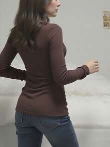 Fairy Grunge Y2K Shirts For Women Long Sleeve Lace Patchwork Tees Tops Teen Girls Aesthetic Vintage Slim Blouse Fall Clothes - Màu nâu Sô-cô-la - Xem 4