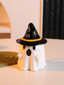 1pc Ceramic Ghost Mug, Cute Ceramic Coffee Cup With Lid, Hand-Painted High-Quality Ceramic Cup, Suitable For Halloween Decoration, Party Dining Tableware, Gift, Holiday